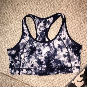 Blue tie dye sports bra